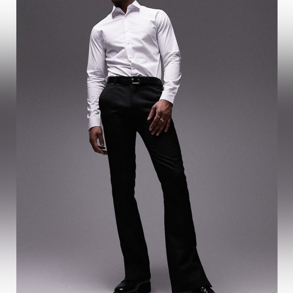 Topman Solid White Stretch Button Up Shirt - image 5